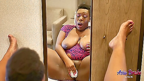 Sexy Ebony Bbw Mirror Squirting Session